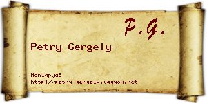 Petry Gergely névjegykártya